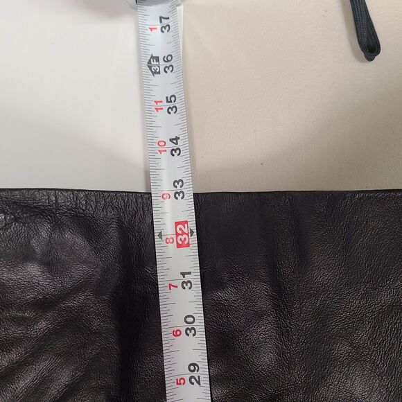 Vintage Anne Klein L Black Leather 90's inspired Coat Jacket Oversized Fit - Picture 7 of 7